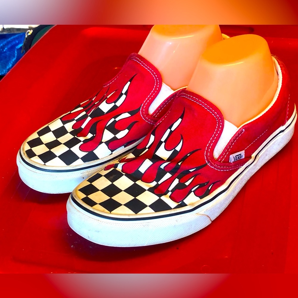COPY - VANS Old Skool Flame Unisex’s Red Black White Canvas  Slip On Sneaker Sz…